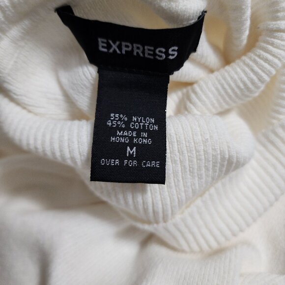 Express Womens Cream Ivory Fitted Knit Long Sleeve Turtleneck Size M - Picture 3 of 6